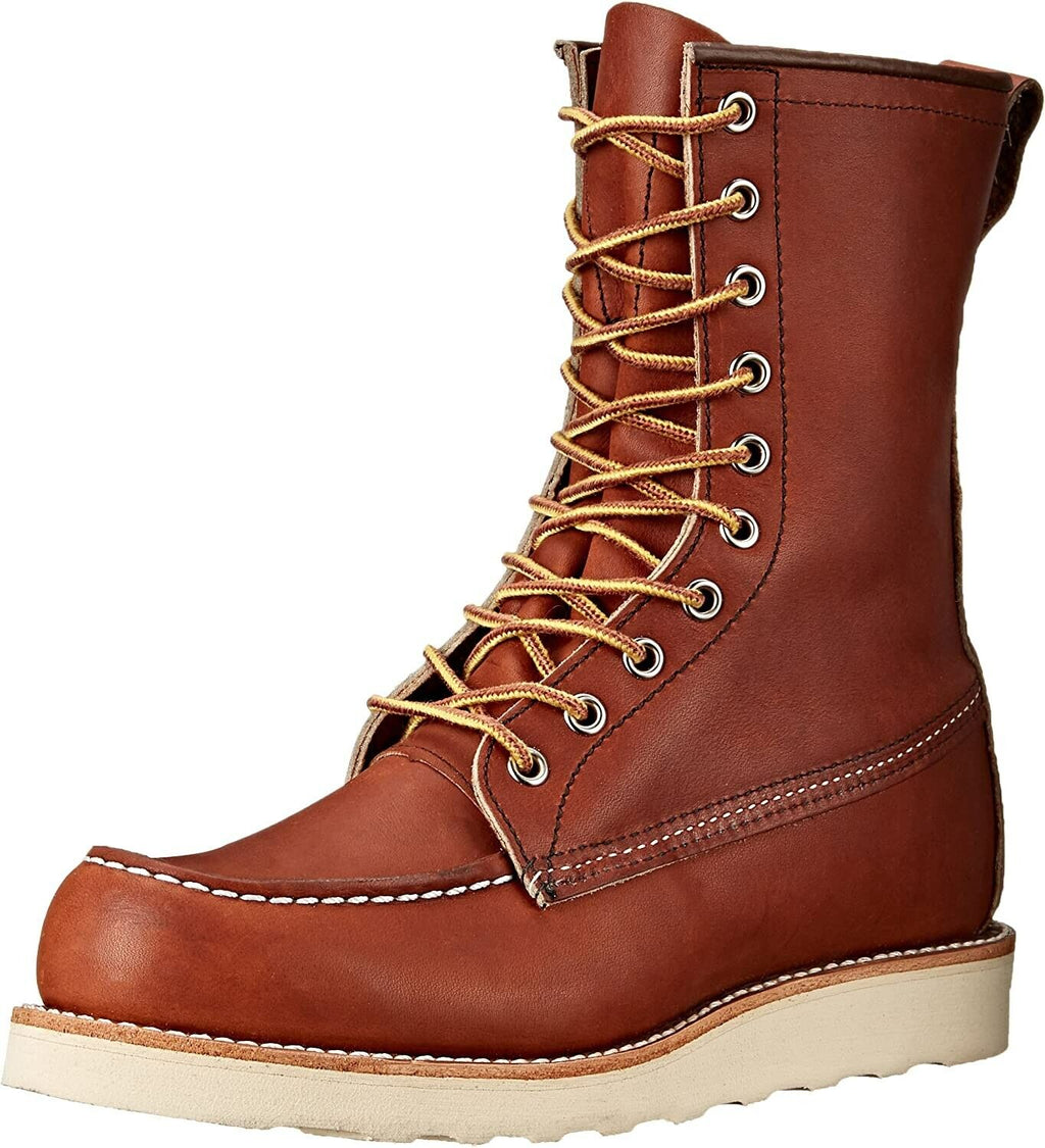 Red Wing 8 Inch Moc Toe Boot # 877 Oro Legacy Leather Men Regular Width New - AllSportsWearUSA