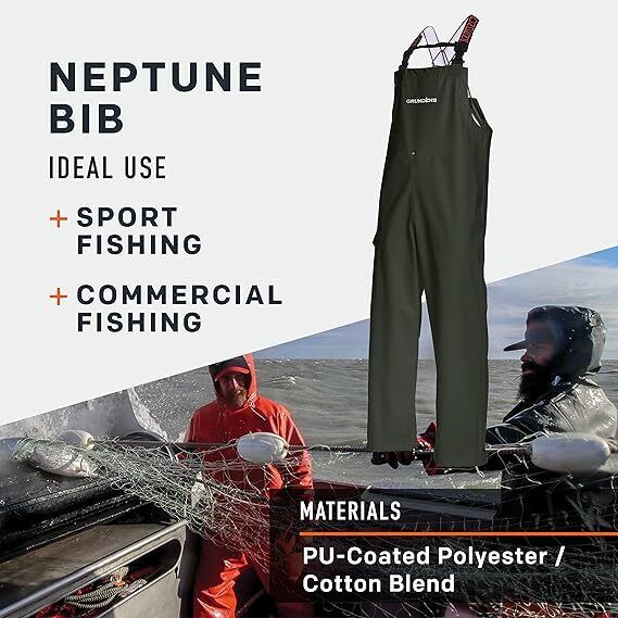 Grundens Mens Neptune 509 Green Commercial Fishing Bib Pants 10075-300 Brand New - AllSportsWearUSA
