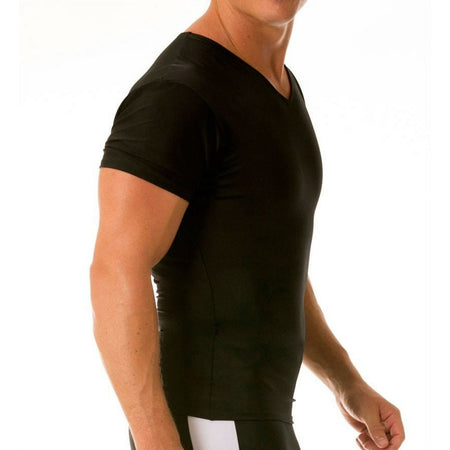 Insta Slim Men's Compression Short Sleeve V-Neck Shirt VS0001 Black