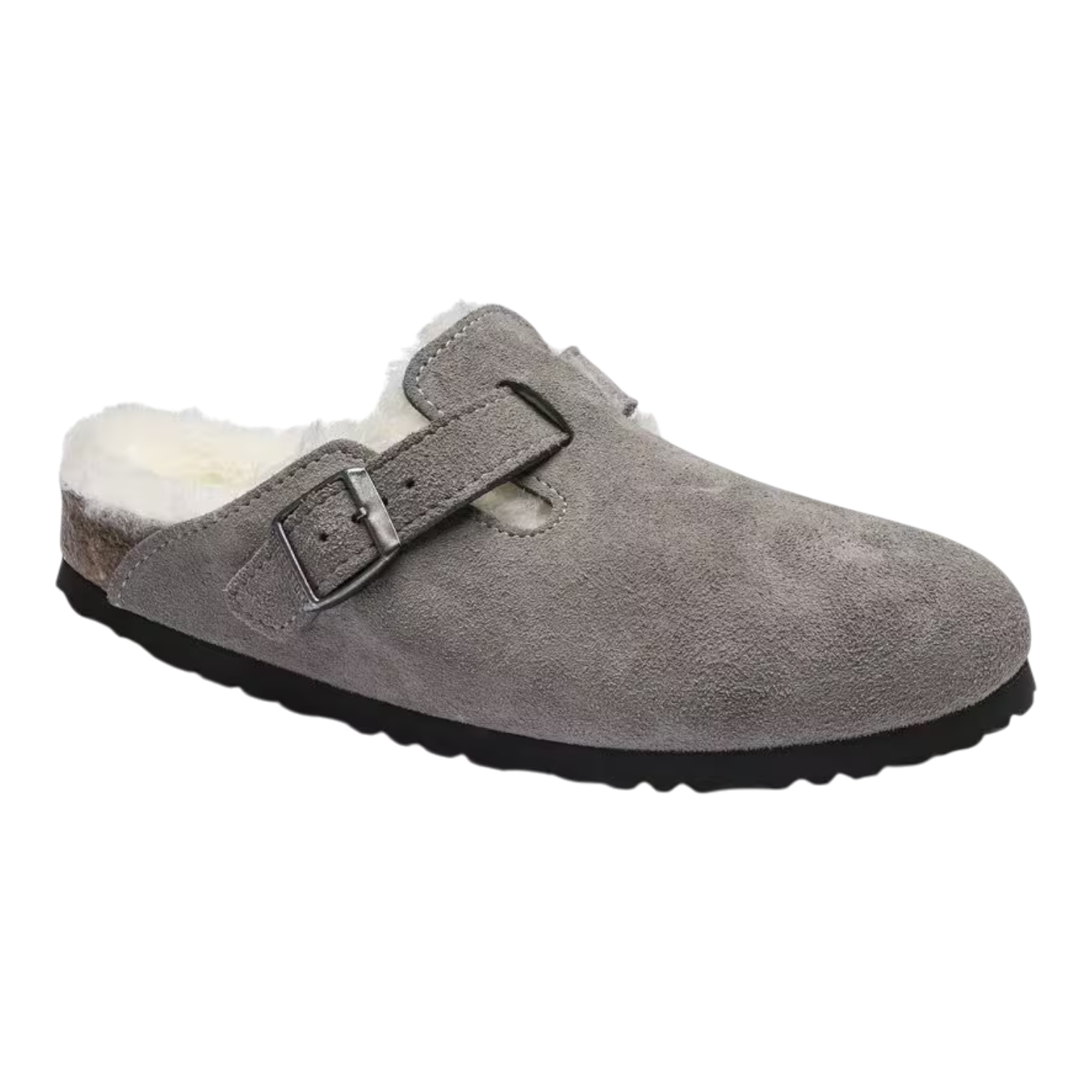 Birkenstock Boston Shearling Suede Leather  Stone Coin 1017651
