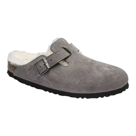 Birkenstock Boston Shearling Suede Leather  Stone Coin 1017651
