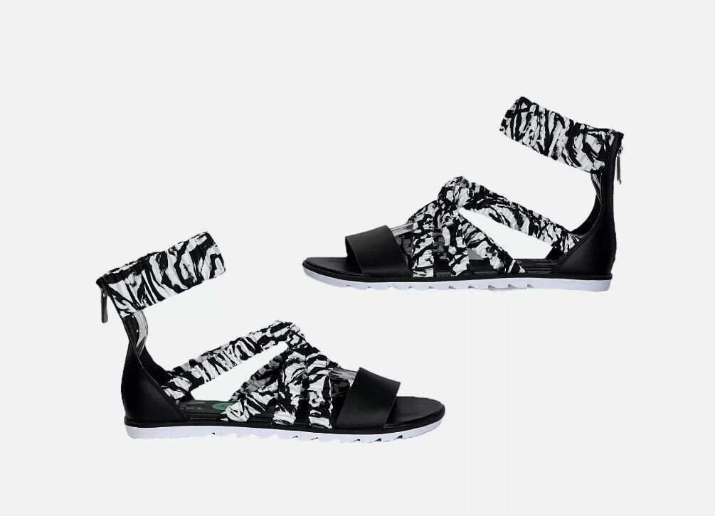 Sorel Ella II Ankle Strap Sandals White & Black Size 11 New - AllSportsWearUSA