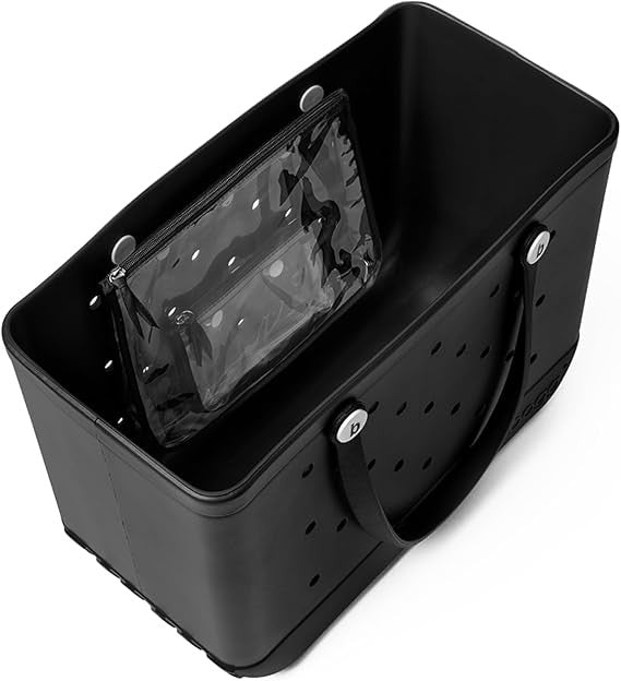 Original Bogg Bag Large Tote Tonal Lbd Black, White Buttons