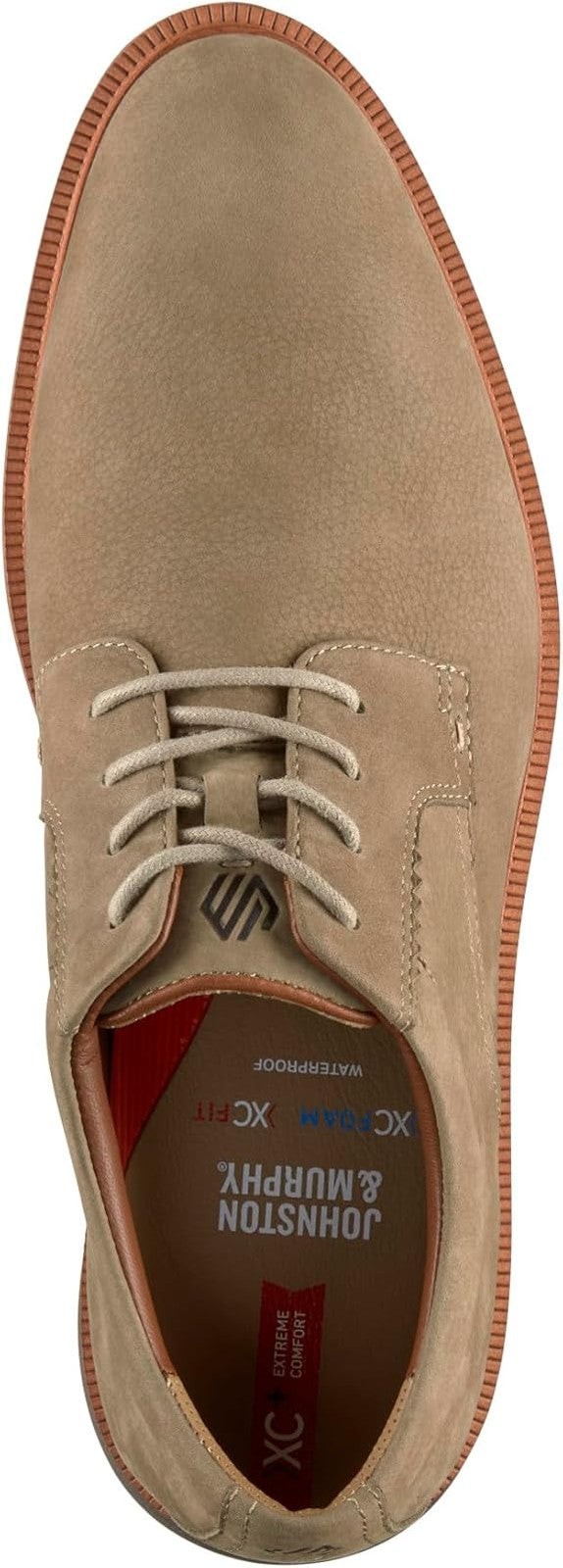 Johnston & Murphy Men's Xc+ Parker Plain Toe Oxford  Taupe Waterproof Nubuck