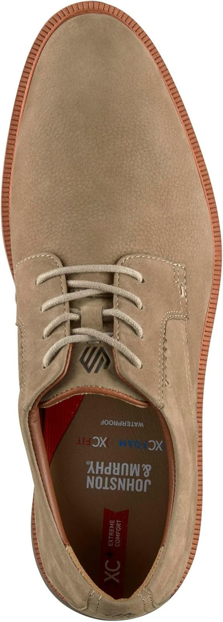Johnston & Murphy Men's Xc+ Parker Plain Toe Oxford  Taupe Waterproof Nubuck