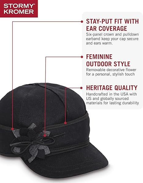 Stormy Kromer The The Petal Pusher Cap 50360-260 Black Black Gray