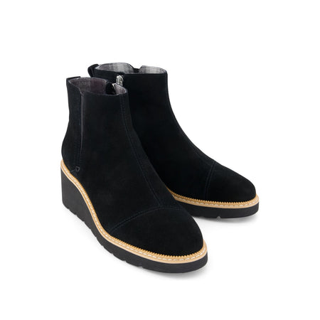 Toms Women Mina Wedge 10023561 Water Repellent Black Suede
