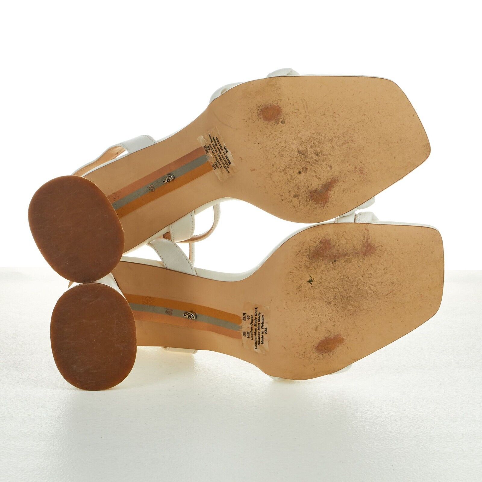 Sam Edelman Women's Kia Strappy Ankle Strap Heel Sandals Shoes White SIZE 10 - AllSportsWearUSA