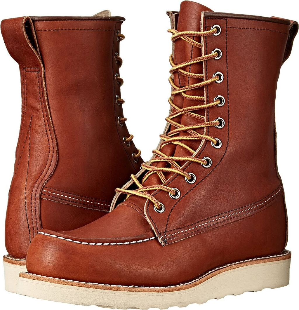 Red Wing 8 Inch Moc Toe Boot # 877 Oro Legacy Leather Men Regular Width New - AllSportsWearUSA