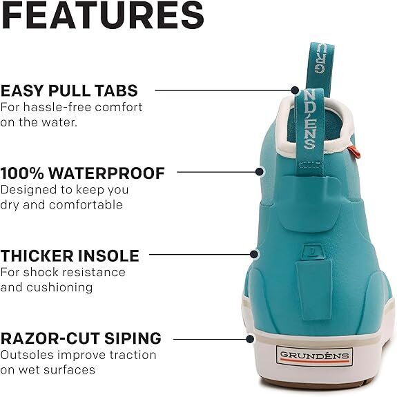 Grundens Women's Deck-Boss Ankle Boot/GULF BLUE - Brand New - AllSportsWearUSA