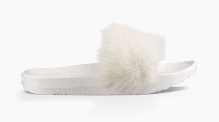 UGG Royale White Fur Slide/Slippers Treadlite 1018875-WHT Brand New - AllSportsWearUSA