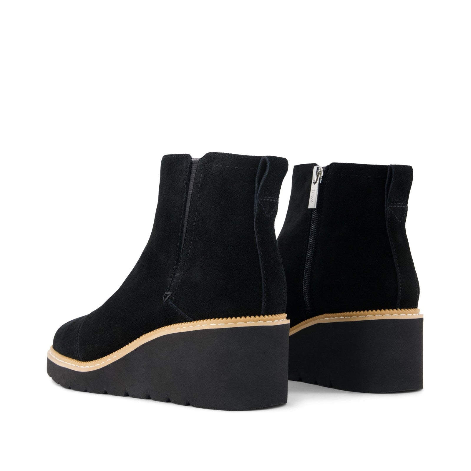 Toms Women Mina Wedge 10023561 Water Repellent Black Suede
