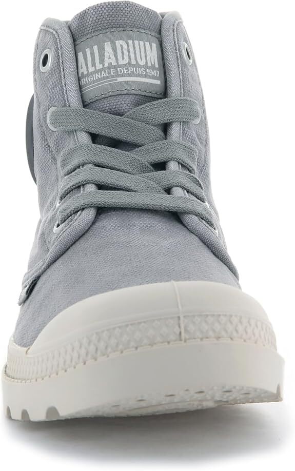 Palladium Women's Pampa Hi Boot, Vegan Canvas Lace Up  Gray Flannel BRAND NEW