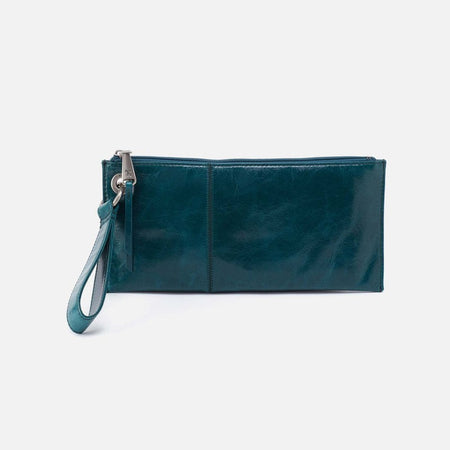 HOBO Vida Polished Leather Wristlet Clutch Wild Bluegrass