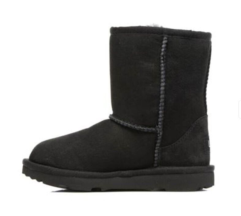 UGG Kids Classic II Fur-Lined Ankle Boots 1017703K-BLK Brand New - AllSportsWearUSA