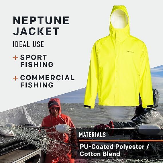 Grundens Mens Neptune 319 Hi Vis Yellow Commercial Fishing Jacket New - AllSportsWearUSA