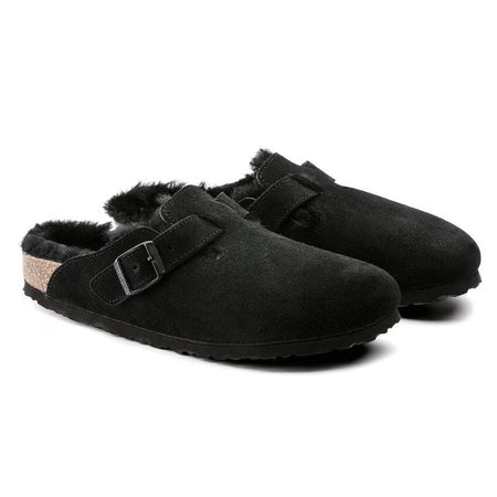 Birkenstock Boston Shearling 259881  Black Suede Leather Unisex Clogs EU 40