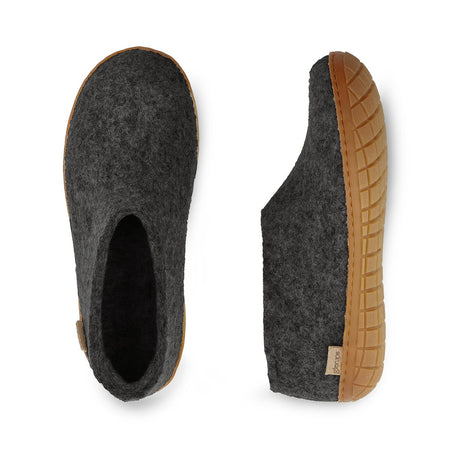 Glerups Unisex AR-02 Felt Shoes Charocal Honey Rubber Sole