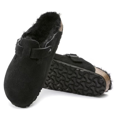 Birkenstock Boston Shearling 259881  Black Suede Leather Unisex Clogs EU 40