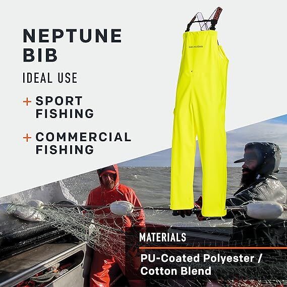 Grundens Mens Neptune 509 Hi Vis Yellow Commercial Fishing Bib Pants 10075-730 - AllSportsWearUSA