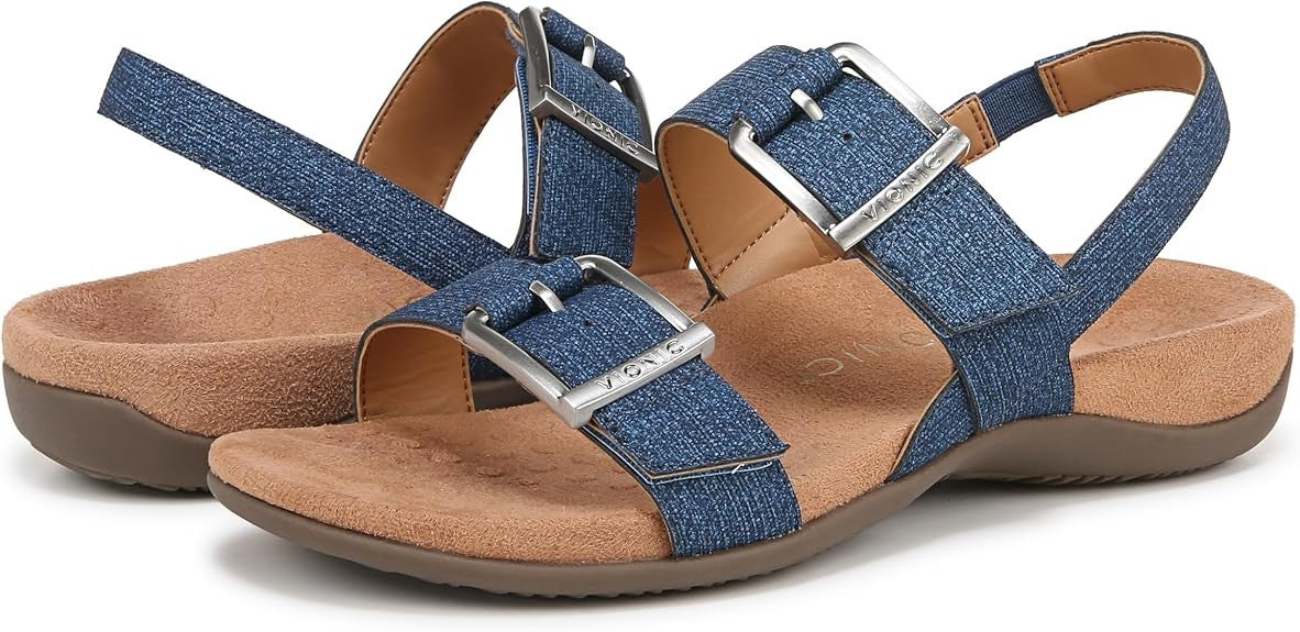 Vionic Women's Reese Slingback Sandals  J2154S1-400 Denim Blue Synthetic Fabric