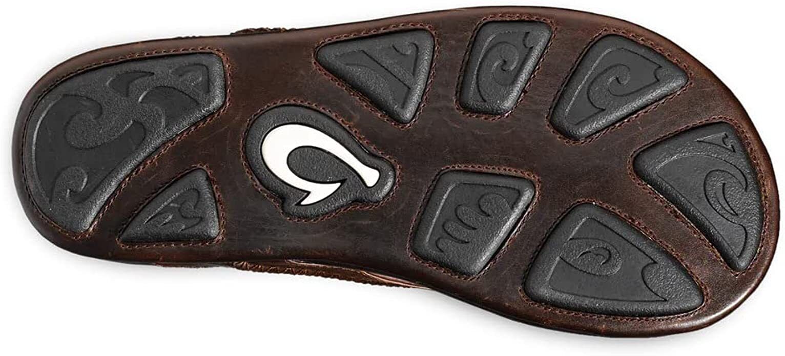 OluKai Men's Mea Ola Leather Sandals Dark Java/Dark Java - AllSportsWearUSA