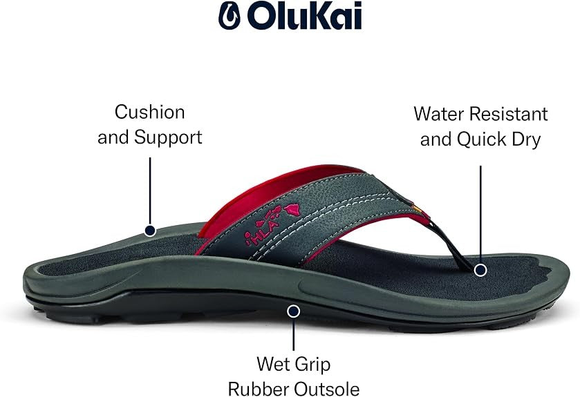 Olukai Kipi Men's Beach Sandals 10324-6C6C Dark Shadow