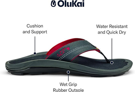Olukai Kipi Men's Beach Sandals 10324-6C6C Dark Shadow