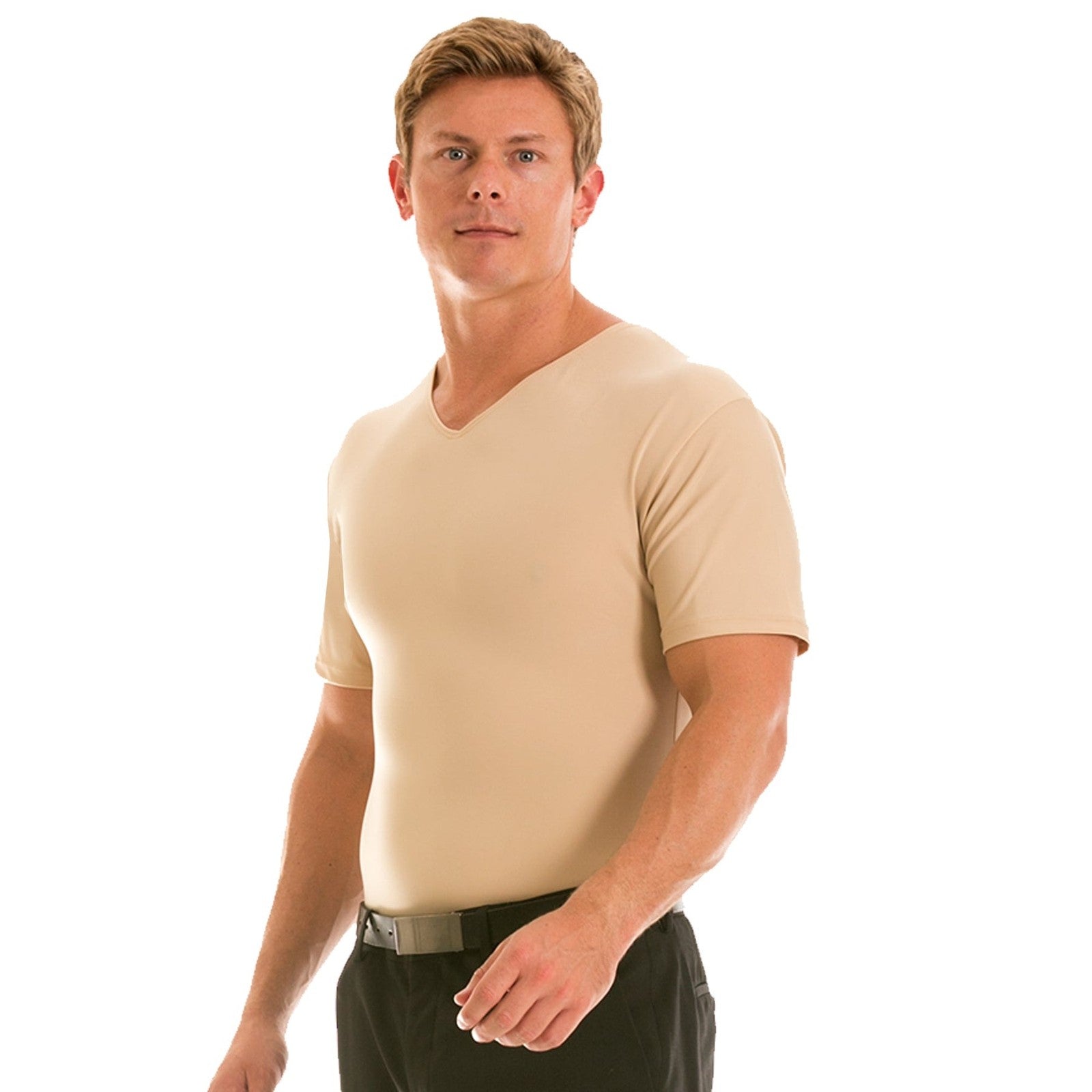 Insta Slim High Compression Short Sleeves V Neck VS0001 Nude