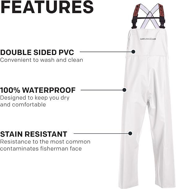 Grundens Men’s Shoreman Bib Pants WHITE 10043-100 BRAND NEW - AllSportsWearUSA
