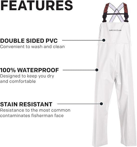 Grundens Men’s Shoreman Bib Pants WHITE 10043-100 BRAND NEW - AllSportsWearUSA