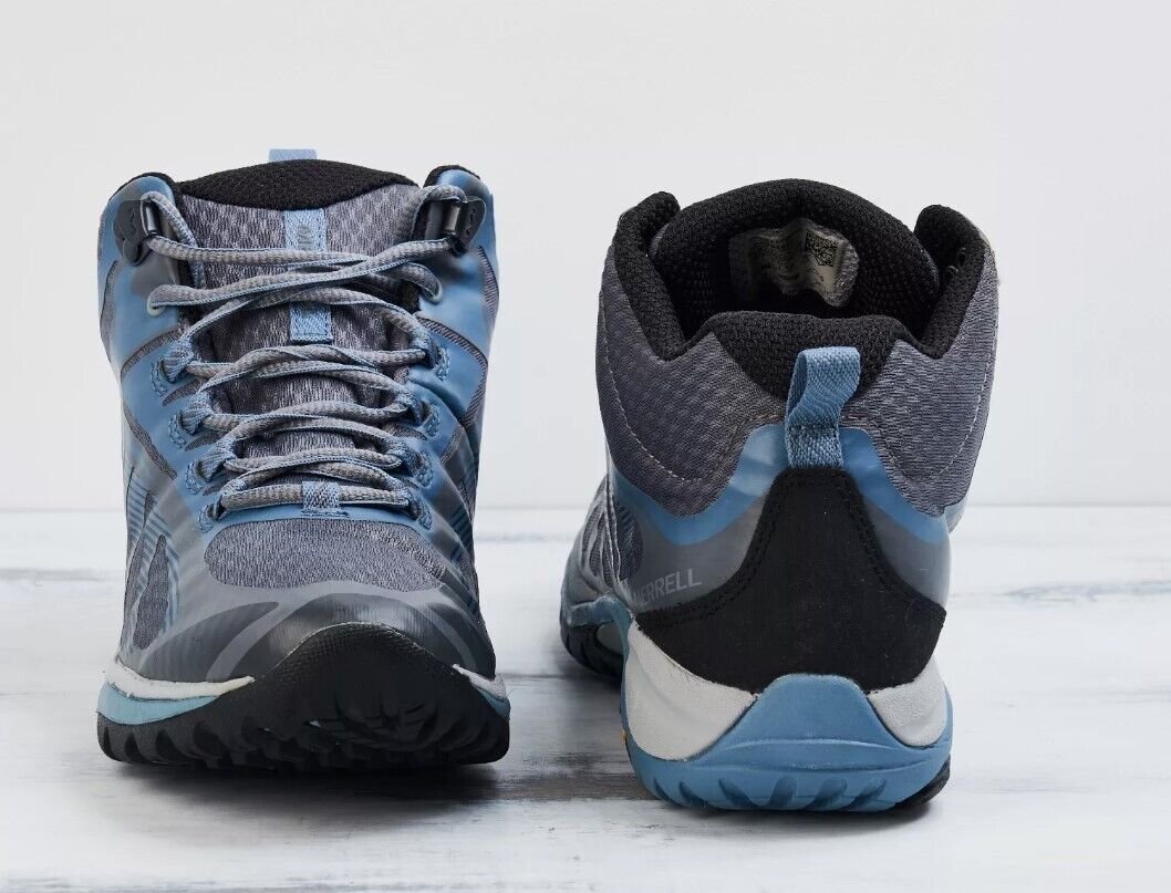 Merrell Women's Siren Edge 3 Mid Waterproof Hiking Shoe J034458 Rock/Blue - 6.5 - AllSportsWearUSA