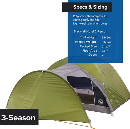 Big Agnes Blacktail Hotel 3 Person Green/Gray Camping Backpacking Tent Brand New - AllSportsWearUSA