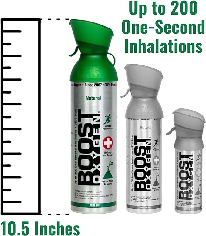 Boost Oxygen 10 Liter Canned Oxygen Bottle with Mouthpiece Natural 701 4 Pack - AllSportsWearUSA