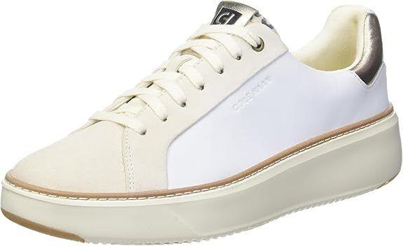 Cole Haan Women's GrandPrø Topspin Sneaker Optic White-Gold-Leopard W22754 - AllSportsWearUSA