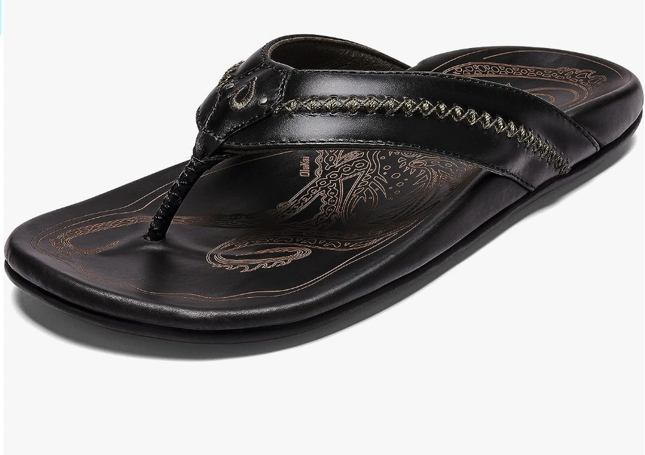 OLUKAI Mea Ola Men's Black Beach Sandals - AllSportsWearUSA