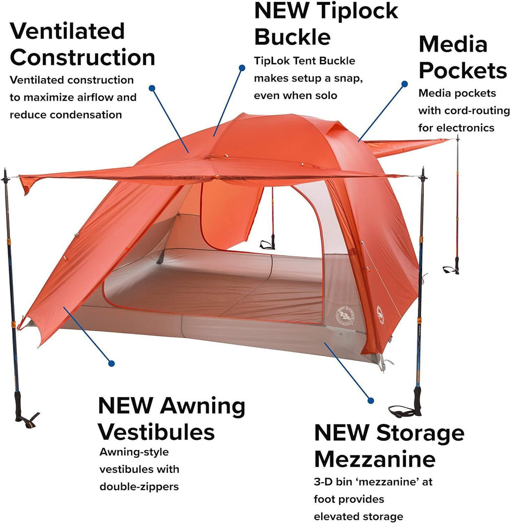 Big Agnes Copper Spur HV UL2 Orange 4 Person Tent Brand New - AllSportsWearUSA