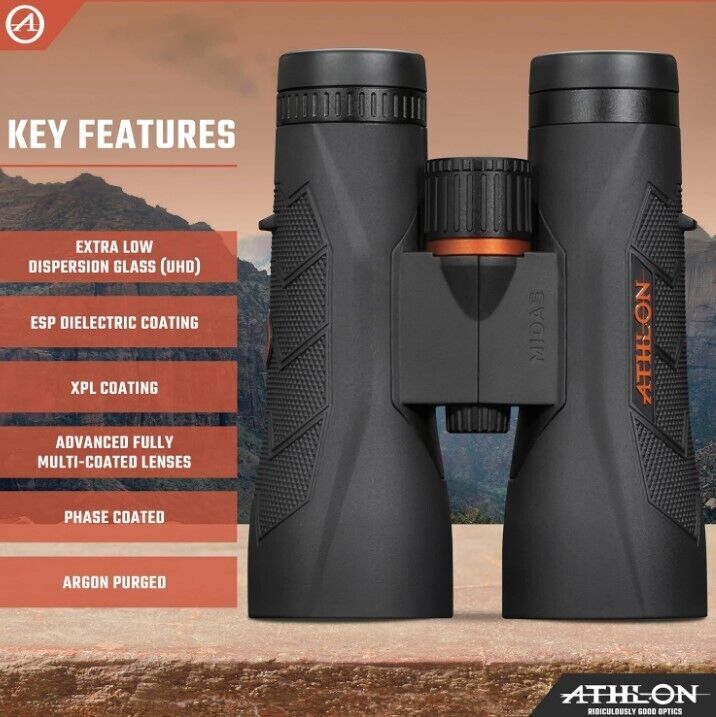 Athlon Midas G2 12x50 UHD Binoculars - Black (113006) Brand New - AllSportsWearUSA