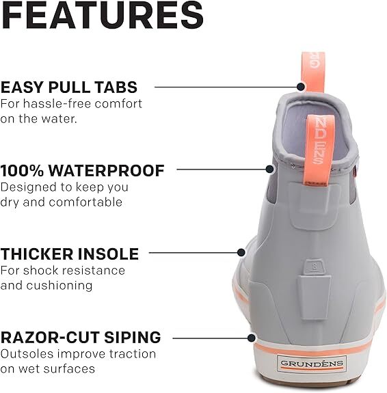 Grundens Women’s DECK-BOSS Ankle Boots  Glacier 60011-058  BRAND NEW