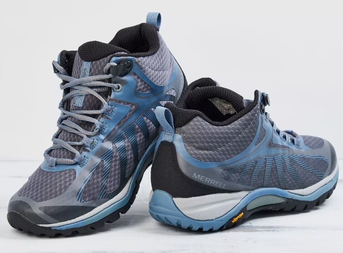 Merrell Women's Siren Edge 3 Mid Waterproof Hiking Shoe J034458 Rock/Blue - 6.5 - AllSportsWearUSA