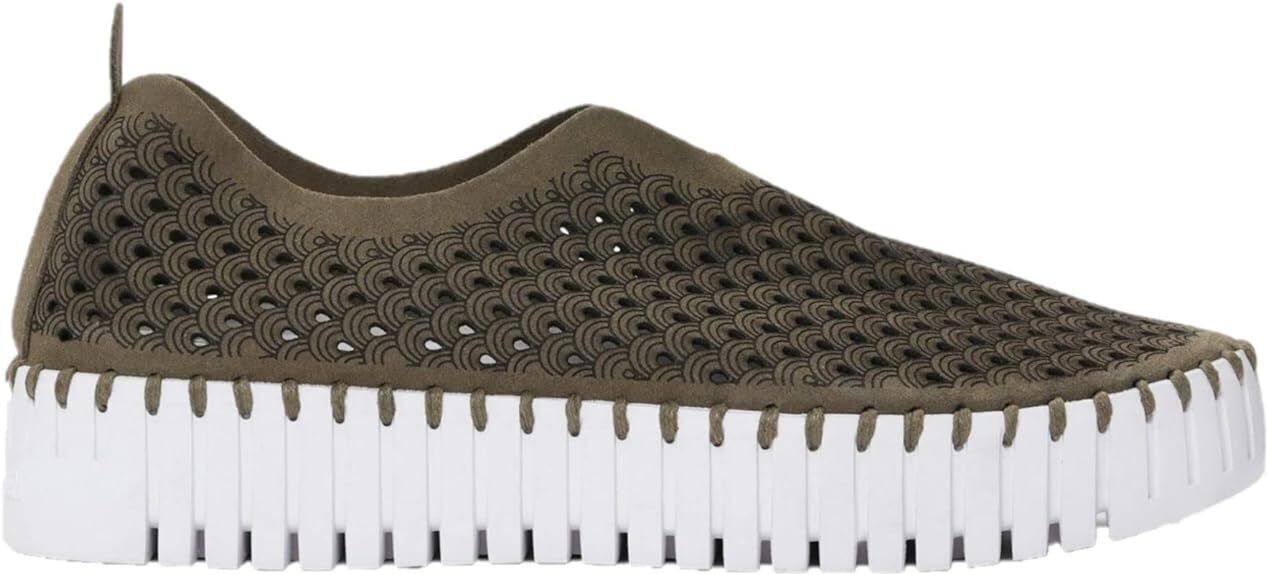 Ilse Jacobsen Womens Tulip 3373 Deep Olive Platform Slipon Brand New - AllSportsWearUSA