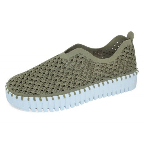 Ilse Jacobsen TULIP3373-410A  Slip on Shoe Platform Army