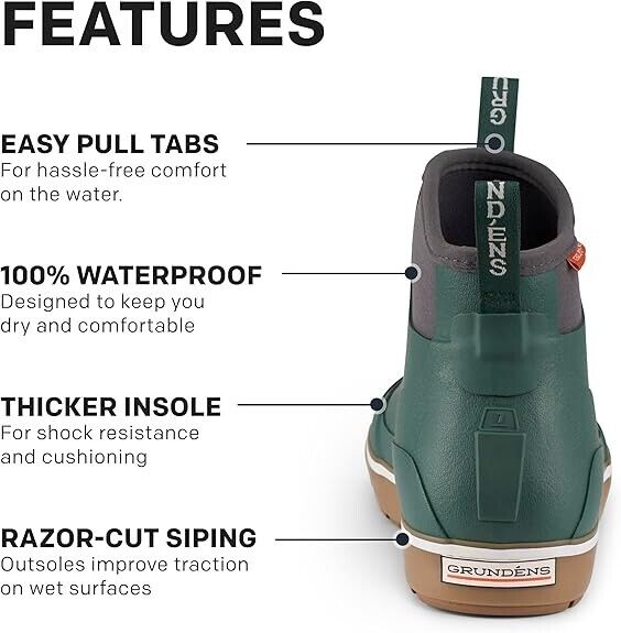 Grundens Women's Deck-Boss Ankle Boot 60011-367-PINE BRAND NEW - AllSportsWearUSA