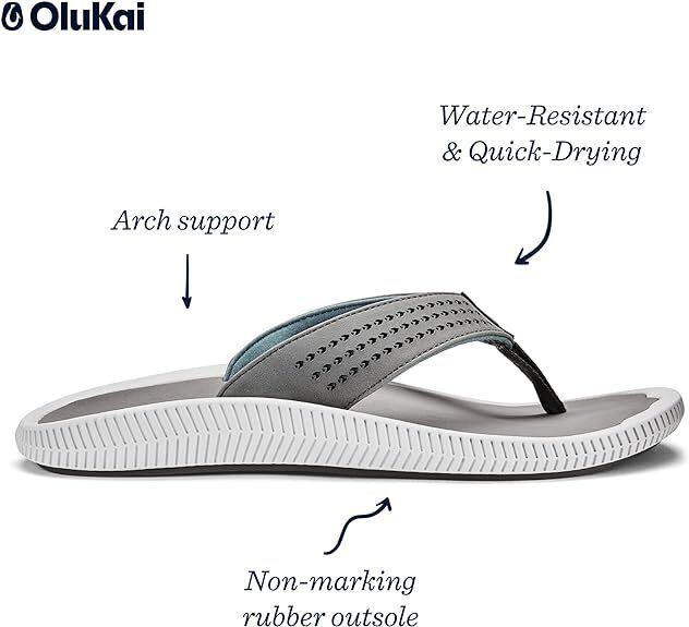 OluKai Men's Ulele 10435-4Q4Q Stone Water Ready Beach Sandals - AllSportsWearUSA