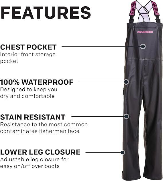 Grundéns Women’s Neptune Commercial Fishing Bib Pants | Waterproof NEW - AllSportsWearUSA