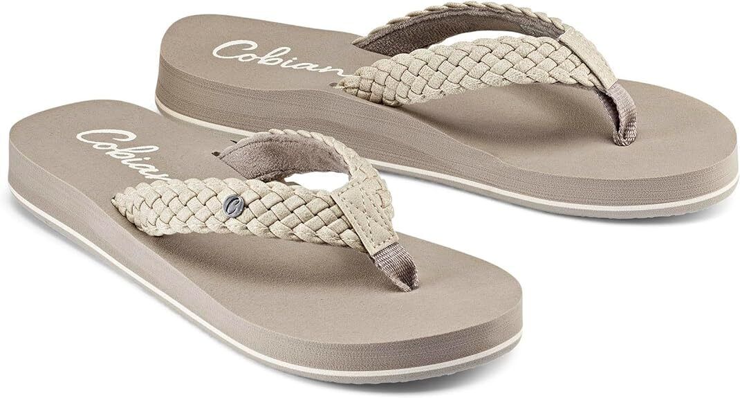 Cobian Womens Braided Bounce BRB10110 CREAM Flip Flop Sandal Brand New - AllSportsWearUSA