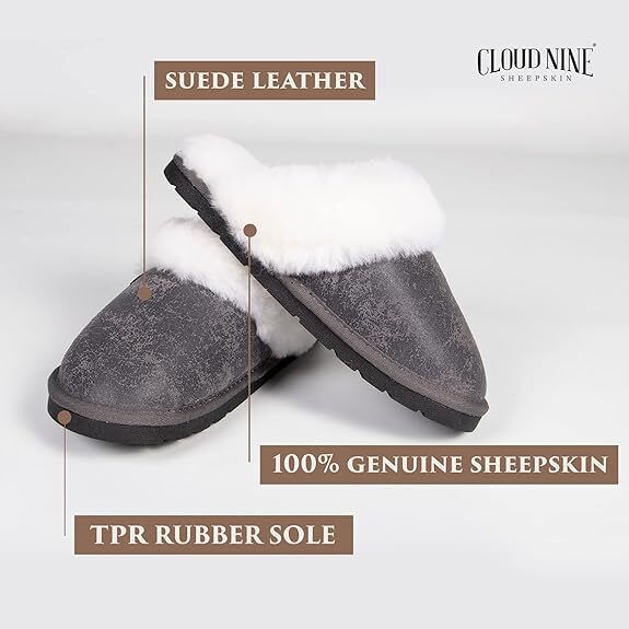 Cloud Nine Sheepskin Indoor Outdoor Scuff House Slippers for Women BRAND NEW - AllSportsWearUSA