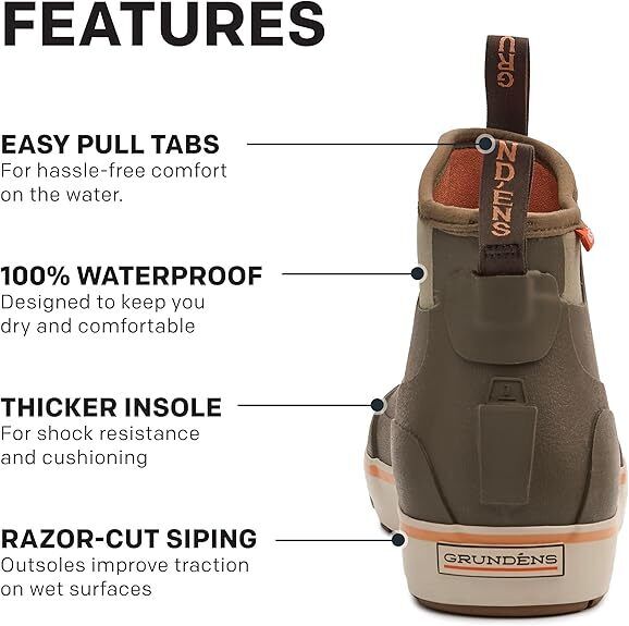 Grundens Men's DECK-BOSS Ankle Boot Monument Brown 60008-355 - AllSportsWearUSA