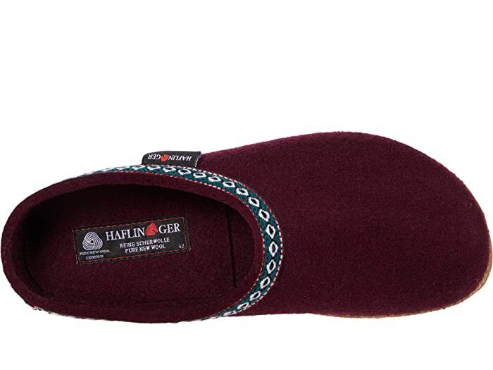 Haflinger GZ Classic Wool Grizzly Clog Bordeaux (Unisex) 711001-9 BRAND NEW - AllSportsWearUSA