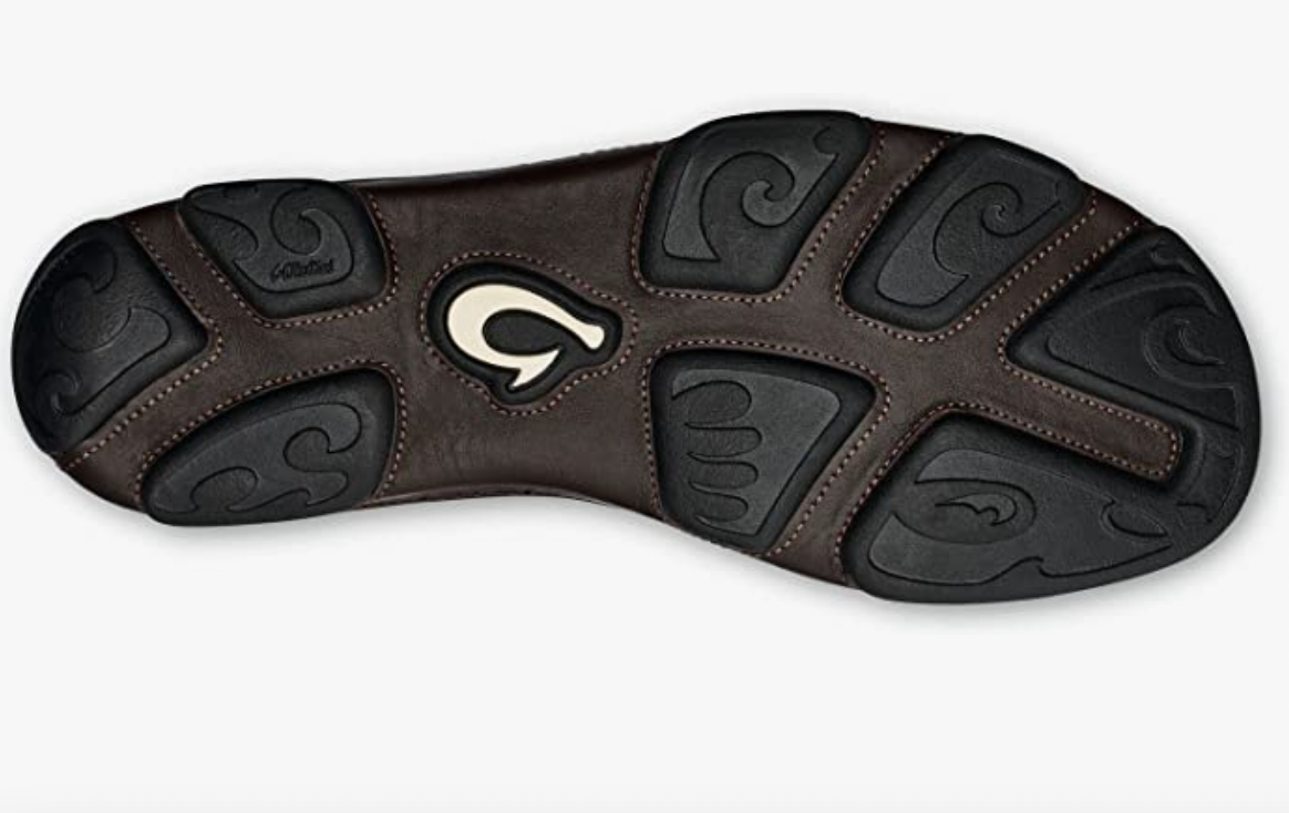 OLUKAI Moloa Men's Leather Dark Wood/Dark Java Slip On Shoes - AllSportsWearUSA